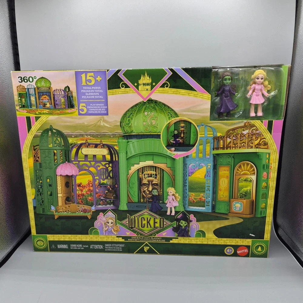 Mattel Wicked Movie Emerald City Playset Elphaba Glinda Figures 15+ Pcs JFM22
